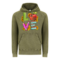 Vintage Olive love with pen and  serape leopard Vintage Hoodie - Artiststas