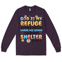 Plum god is my refuge and my fortress under his wings Long Sleeve Tee - MaliasSmallBusiness