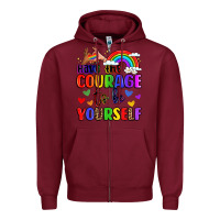 Burgundy courage to be yourself rainbow message Zipper Hoodie - LillyAllenDesigns