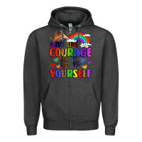 Charcoal Heather courage to be yourself rainbow message Zipper Hoodie - LillyAllenDesigns