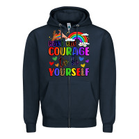 Navy courage to be yourself rainbow message Zipper Hoodie - LillyAllenDesigns