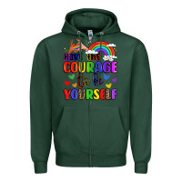Sports Green courage to be yourself rainbow message Zipper Hoodie - LillyAllenDesigns