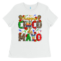 White happy cinco de mayo Ladies Tee - Zillion Design Studio