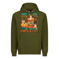 Army Green Just a girl who loves pumpkin spice Premium Hoodie - NancyCooperArtShop