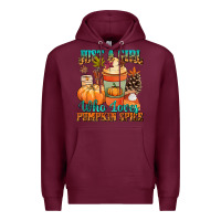 Burgundy Just a girl who loves pumpkin spice Premium Hoodie - NancyCooperArtShop