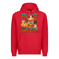 Red Just a girl who loves pumpkin spice Premium Hoodie - NancyCooperArtShop