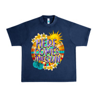 Navy Here comes the sun Urban Heavy Tee - NancyCooperArtShop