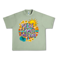 Oil Green Here comes the sun Urban Heavy Tee - NancyCooperArtShop