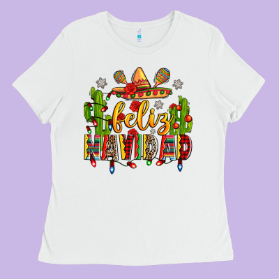 Feliz Navidad Ladies Tee Designed By Zillion Design Studio