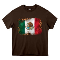 Chocolate Brown mexican and leopard flag Heavy Core Tee - CTS Tumbler Store