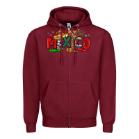 Burgundy colorful mexico collage Zipper Hoodie - LillyAllenDesigns