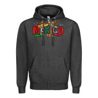 Charcoal Heather colorful mexico collage Zipper Hoodie - LillyAllenDesigns