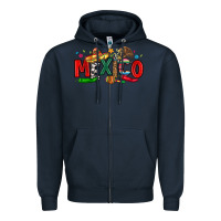 Navy colorful mexico collage Zipper Hoodie - LillyAllenDesigns