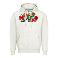 Oatmeal Heather colorful mexico collage Zipper Hoodie - LillyAllenDesigns
