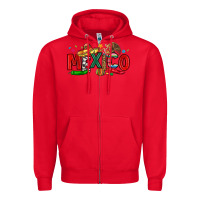 Red colorful mexico collage Zipper Hoodie - LillyAllenDesigns