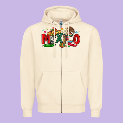 Colorful Mexico Collage Zipper Hoodie Designed By Lillyallendesigns
