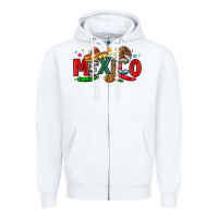 White colorful mexico collage Zipper Hoodie - LillyAllenDesigns