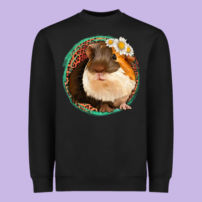 Floral Leopard Guinea Pigs Heavyweight Sweatshirt Designed By Jasminsmagicworld