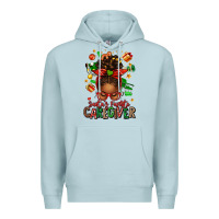 Blue Mist santas favorite caregiver afro messy bun Premium Hoodie - texasbilliewilder