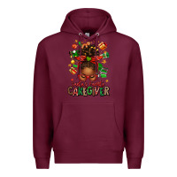 Burgundy santas favorite caregiver afro messy bun Premium Hoodie - texasbilliewilder