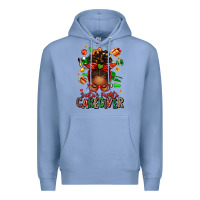 Colony Blue santas favorite caregiver afro messy bun Premium Hoodie - texasbilliewilder