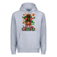 Heather Grey santas favorite caregiver afro messy bun Premium Hoodie - texasbilliewilder