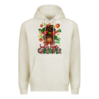 Oatmeal Heather santas favorite caregiver afro messy bun Premium Hoodie - texasbilliewilder