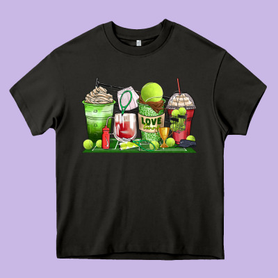 Tennis Coffee Cups Heavy Core Tee Designed By Zillion Design Studio