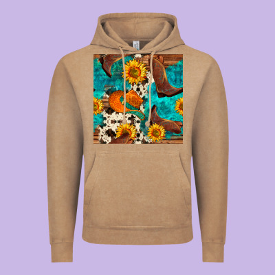 Cowboy Boots And Hat Seamless Pattern Vintage Hoodie Designed By Bundleandbundleshop