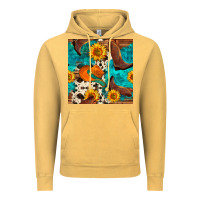 Vintage Mustard cowboy boots and hat seamless pattern Vintage Hoodie - BundleAndBundleShop