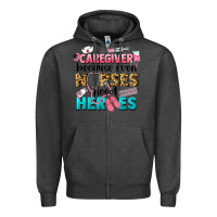 Charcoal Heather caregiver because nurses need heroes Zipper Hoodie - LillyAllenDesigns