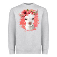 Heather Grey floral baby goat Heavyweight Sweatshirt - Jasminsmagicworld