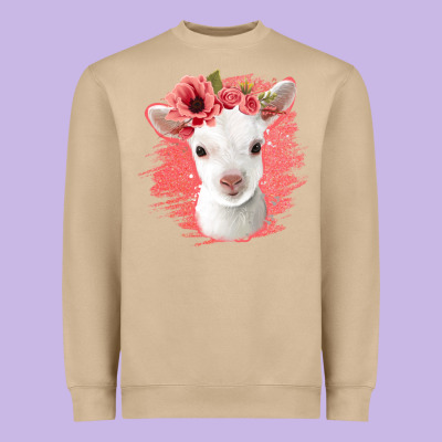 Floral Baby Goat Heavyweight Sweatshirt Designed By Jasminsmagicworld