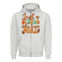 Dove Grey just a girl who loves fall Zipper Hoodie - BundleAndBundleShop