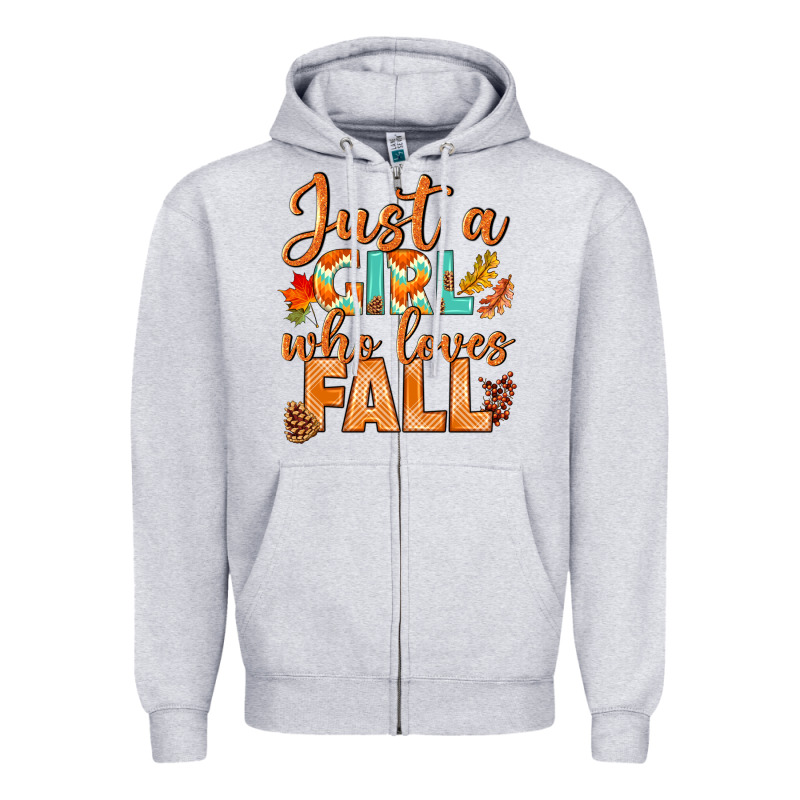 Just A Girl Who Loves Fall Zipper Hoodie by BundleAndBundleShop | Teevron