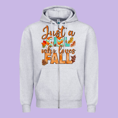 Just A Girl Who Loves Fall Zipper Hoodie Designed By Bundleandbundleshop