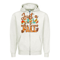Oatmeal Heather just a girl who loves fall Zipper Hoodie - BundleAndBundleShop