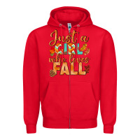 Red just a girl who loves fall Zipper Hoodie - BundleAndBundleShop