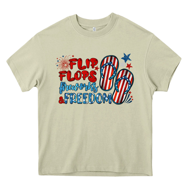 Flip Flops Fireworks & Freedom Heavy Core Tee by BarkalooDesign | Teevron