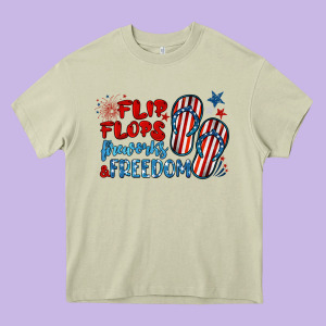 Flip Flops Fireworks & Freedom Heavy Core Tee Designed By Barkaloodesign