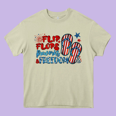 Flip Flops Fireworks & Freedom Heavy Core Tee Designed By Barkaloodesign