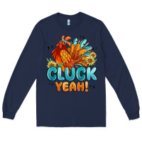 Navy cluck yeah Long Sleeve Tee - MaliasSmallBusiness