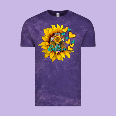 Western Sunflower  Cross Believe Vintage Tee Designed By Barkaloodesign