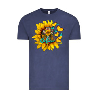 Vintage Denim western sunflower  cross believe Vintage Tee - BarkalooDesign