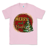 Bubblegum Pink merry and bright christmas tree Classic Tee - AdoDesignShop