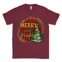 Burgundy merry and bright christmas tree Classic Tee - AdoDesignShop