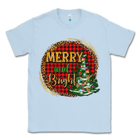 Dusty Blue merry and bright christmas tree Classic Tee - AdoDesignShop