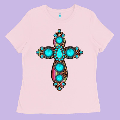 Gemstone Cross Ladies Tee Designed By Jahusdesignshop
