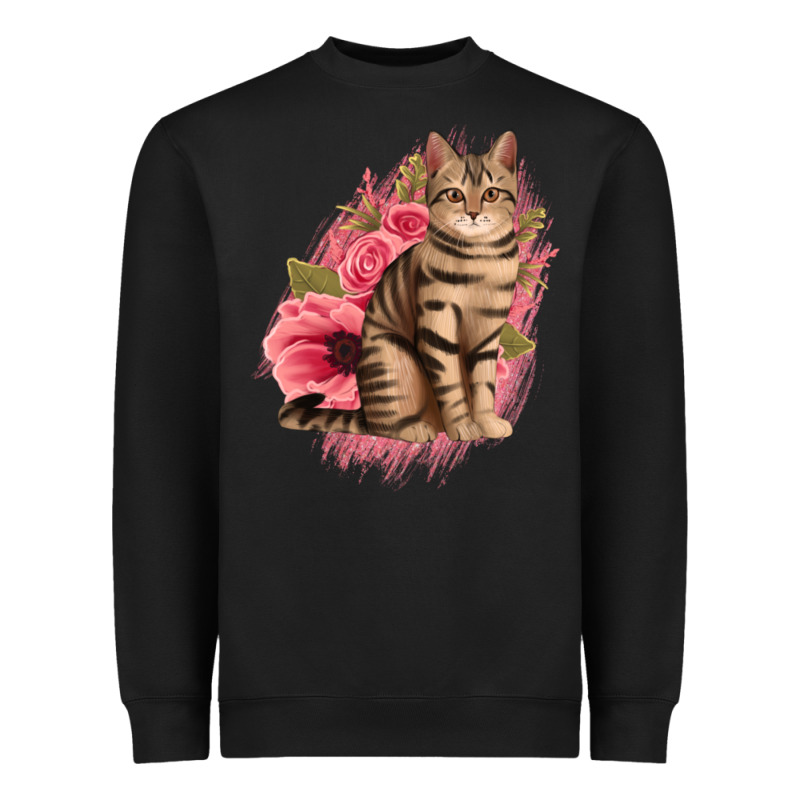 Floral Cat Heavyweight Sweatshirt by Jasminsmagicworld | Teevron