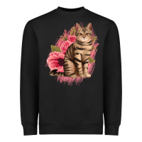 Black floral cat Heavyweight Sweatshirt - Jasminsmagicworld